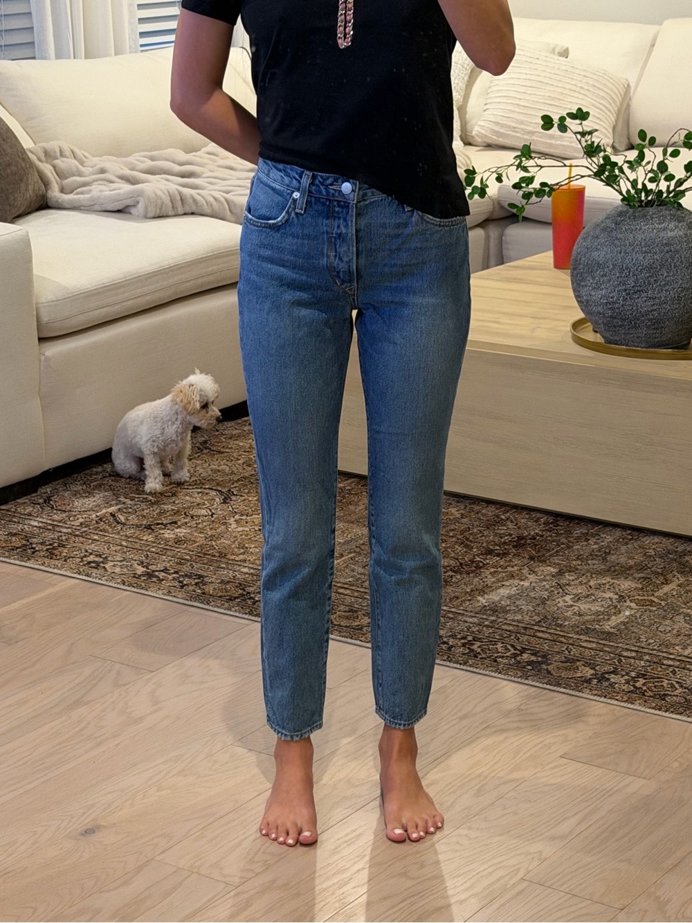 Lovers + Friends Straight Leg Jeans in Blue Wash